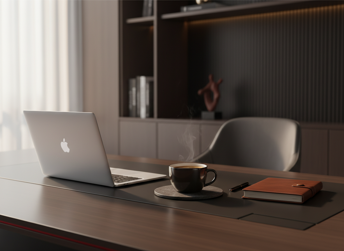 Firefly_Gemini Flash_Ambiente corporativo moderno e sofisticado, com luz natural suave entrando pela later 95017